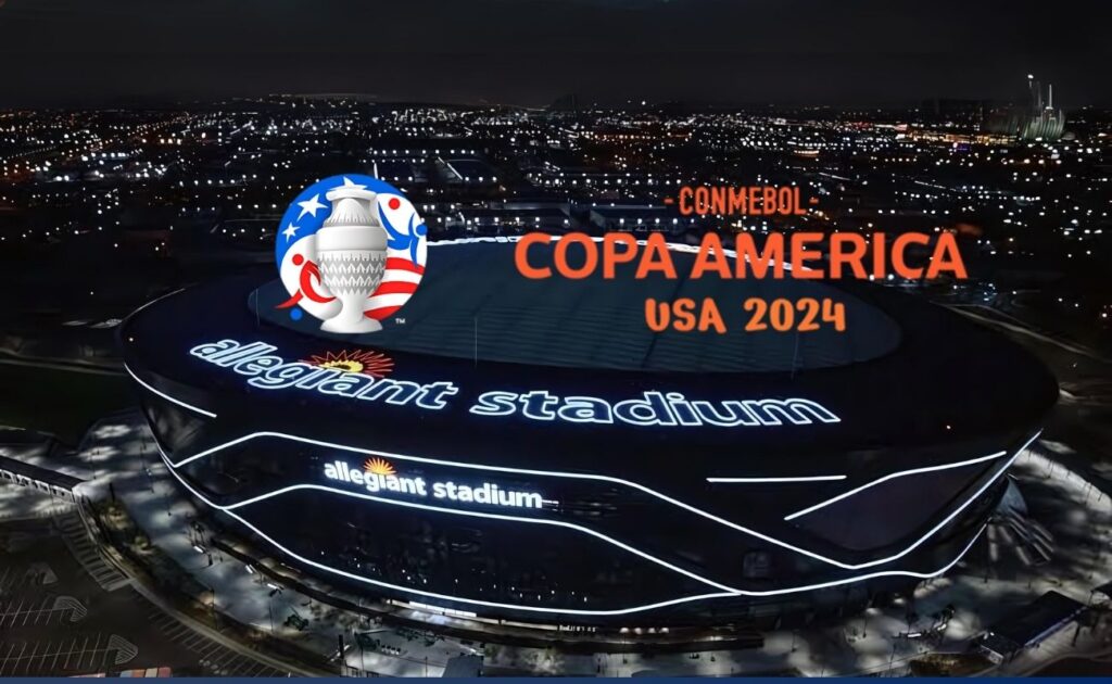 Aerial view of Allegiant Stadium, the host venue for the 2024 Copa América final in Las Vegas, Nevada.