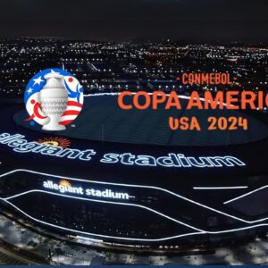 Aerial view of Allegiant Stadium, the host venue for the 2024 Copa América final in Las Vegas, Nevada.